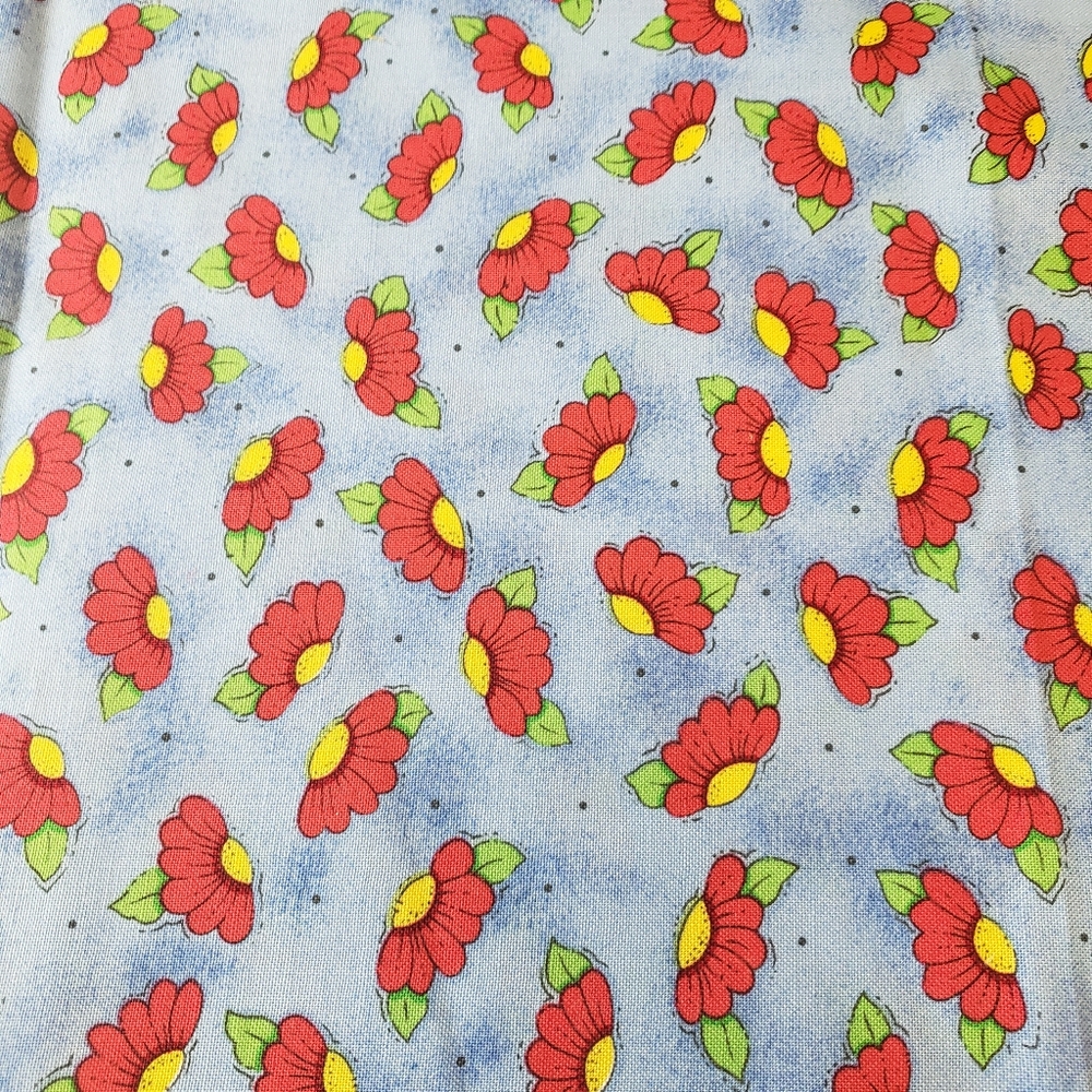 Becky Christian Floral Fabric Remnant 14x42 Quilting Craft Cotton Piece
